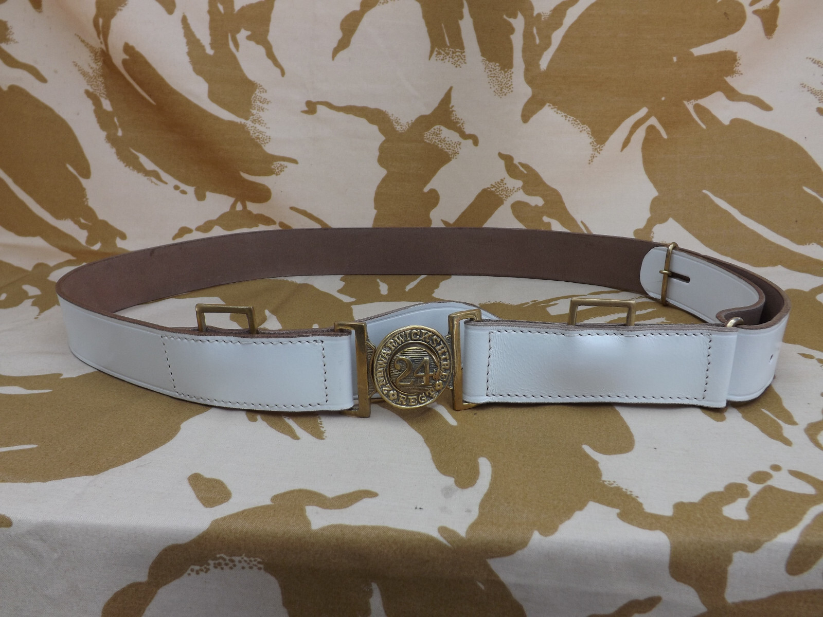 Repro 1870 Valise pattern White Leather Waist belt 24TH Foot Zulu war