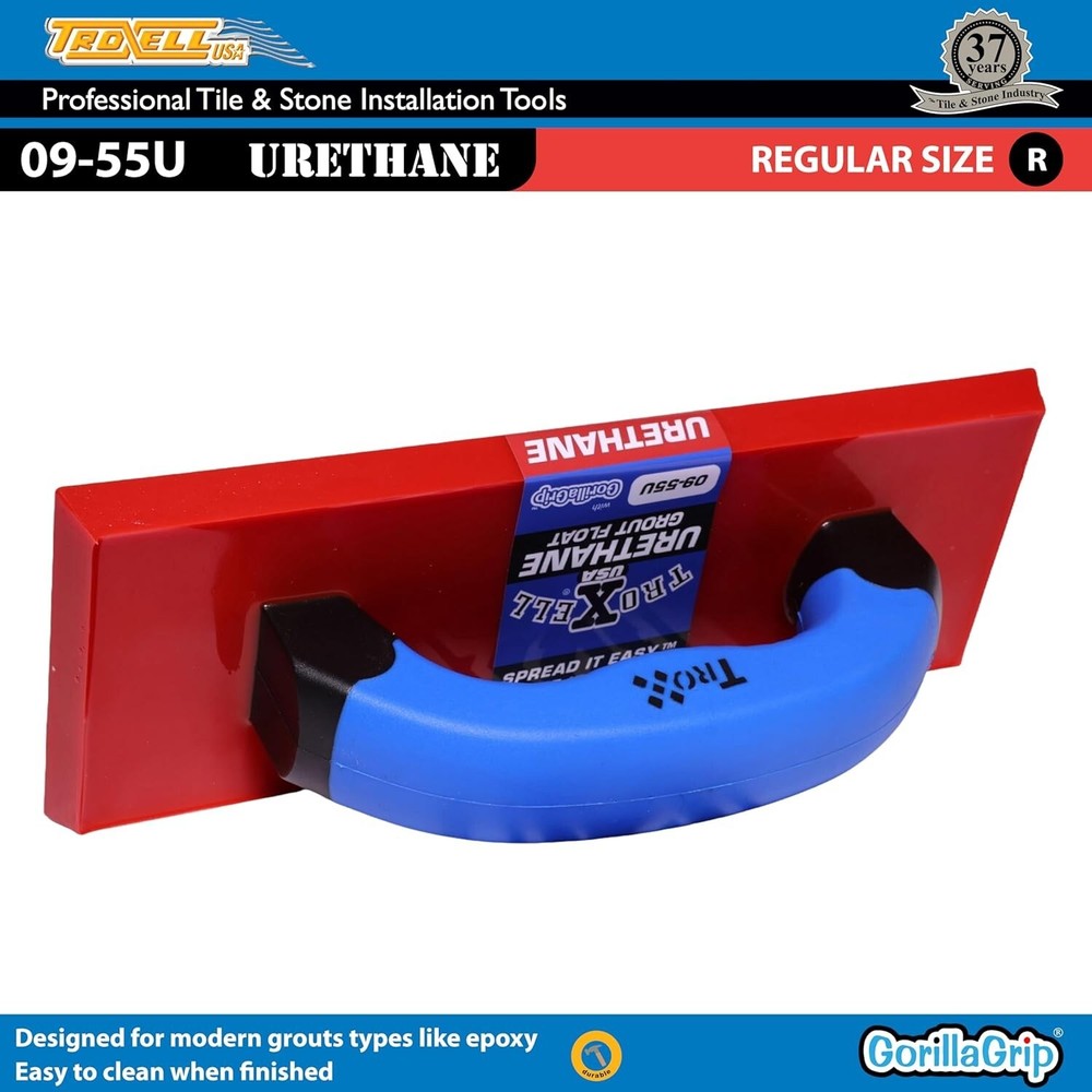 Effortless Grouting with 4" x 9" Urethane Float and SoftGrip Handle for Comfort