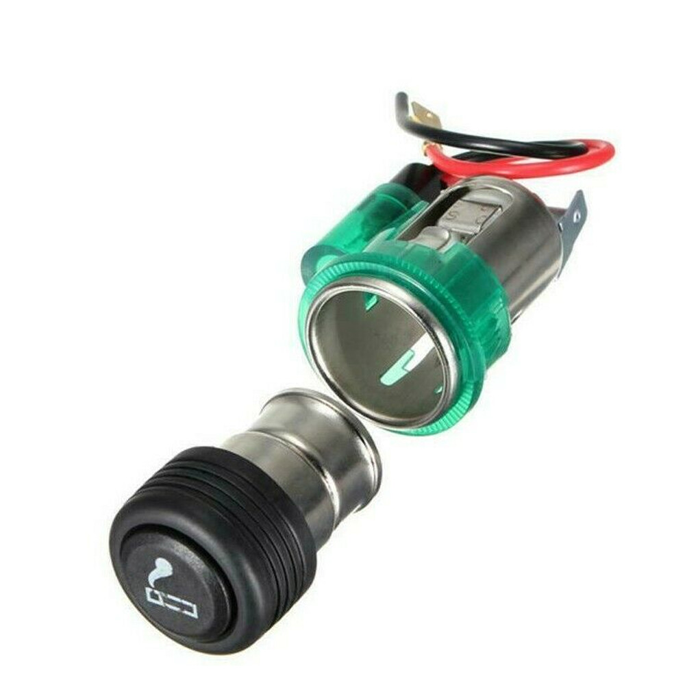 Car Cigarette Lighter With Light Socket Plug Connector Adapter Power Source 12V