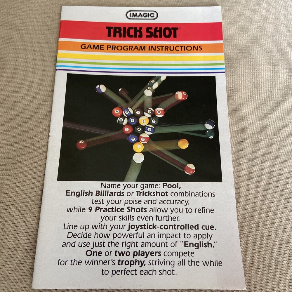 Trick Shot (Atari 2600, 1982) Game Program Instructions ONLY Manual Booklet +