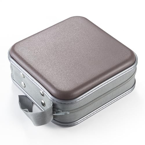 Hard Plastic DVD Case Portable Zipper CD Case Holder Large 48 Capacity Coffee