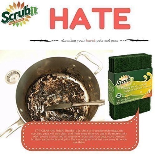 12 Pack Green Scouring Pads - Heavy Duty Non-Scratch Cleaning Solution