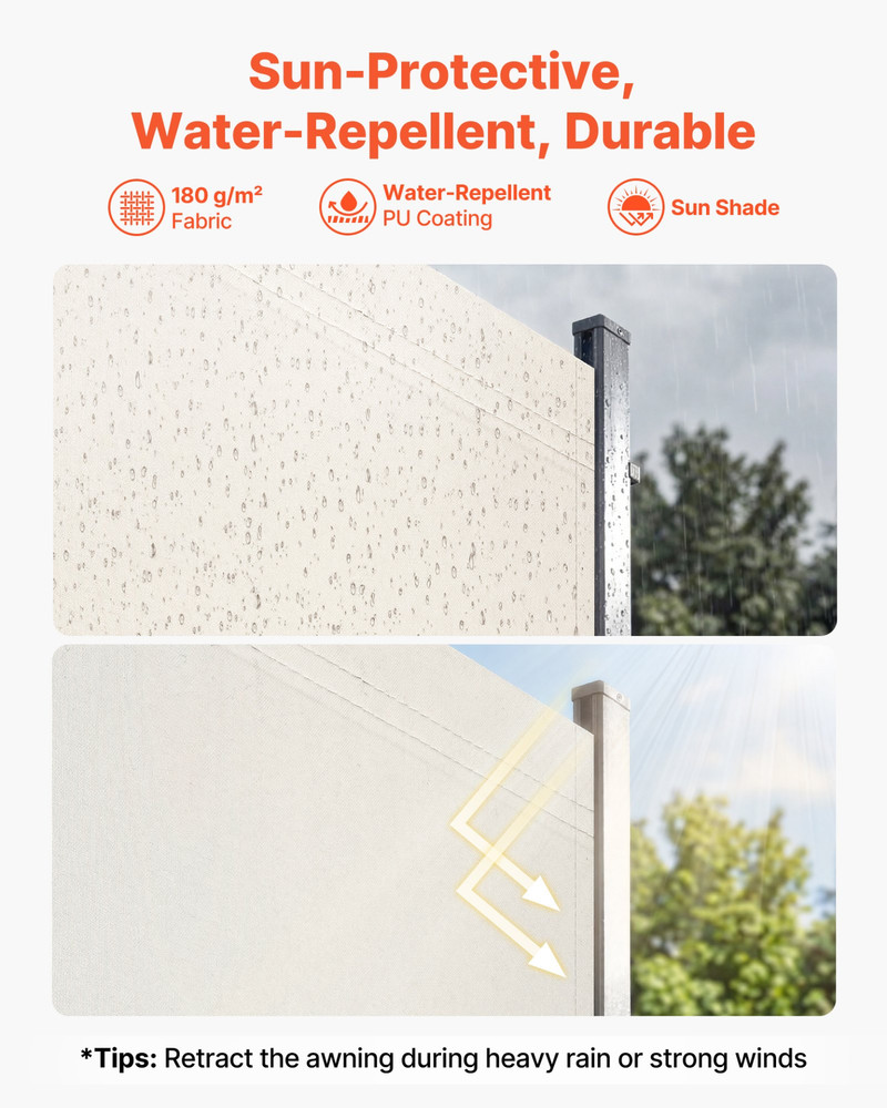 Retractable Side Awning, Beige