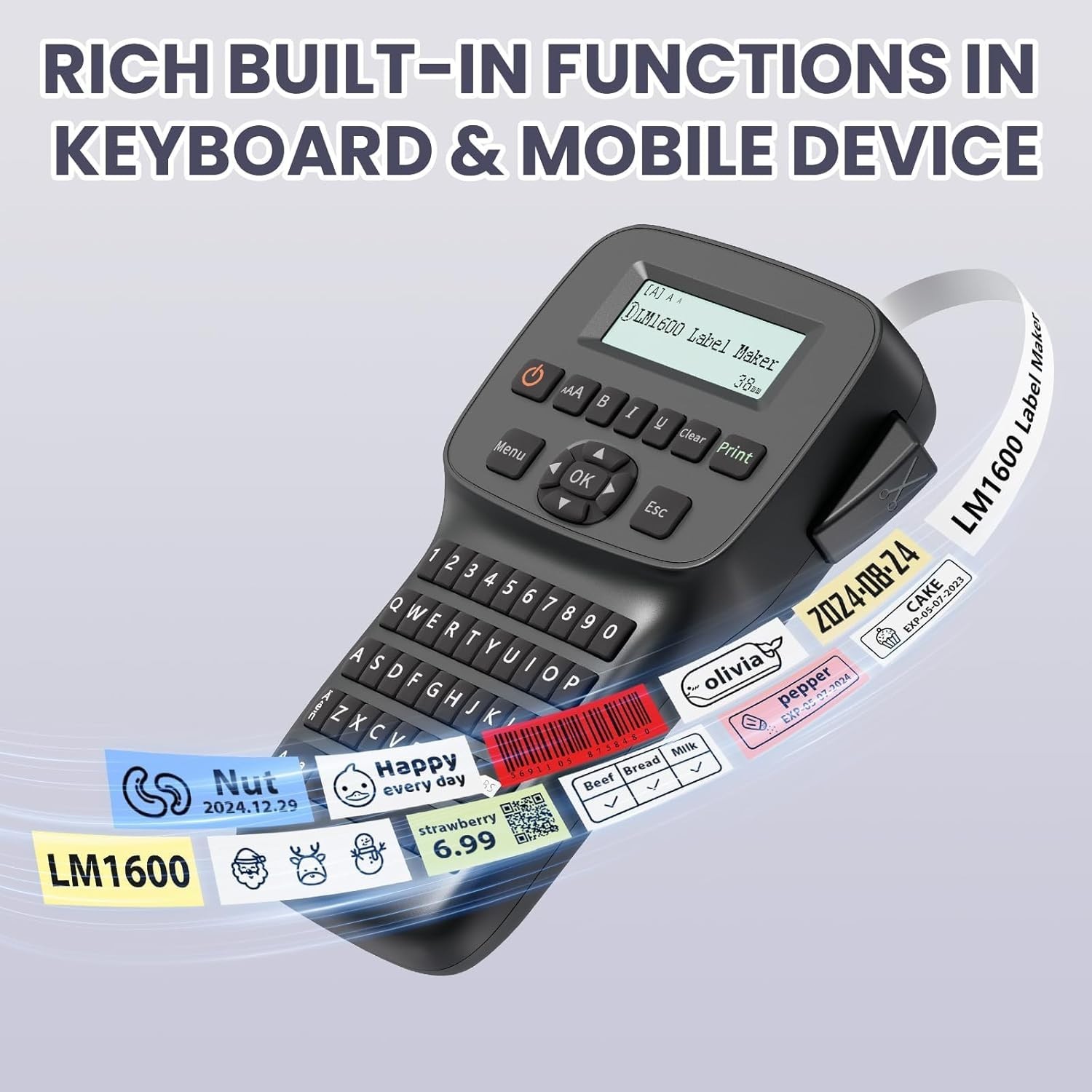 Bluetooth Label Maker Machine Handheld with Backlit Screen Compatible with DYMO