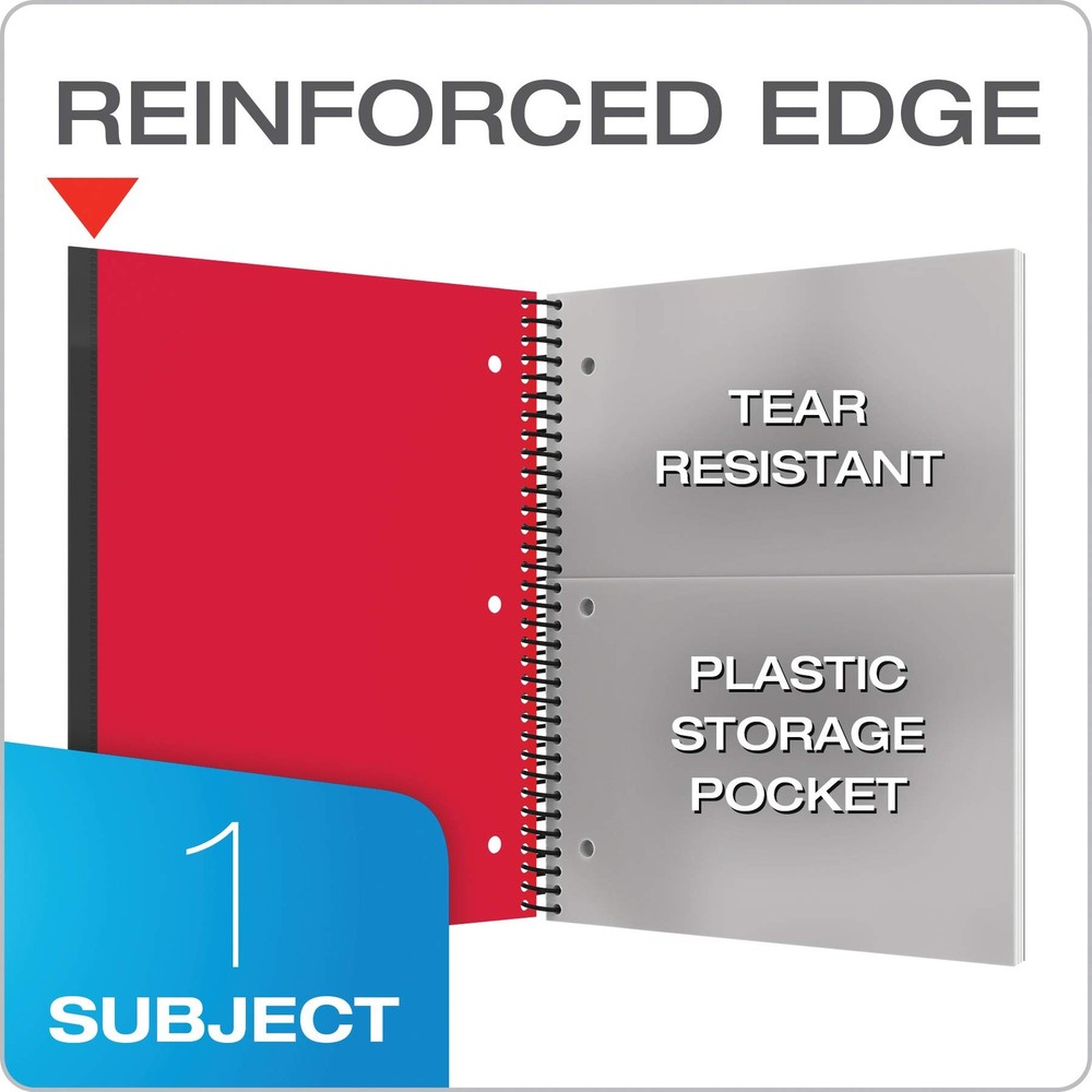 1 Subject Spiral Notebook, 3 Pack, Durable Cover, 100 Sheets