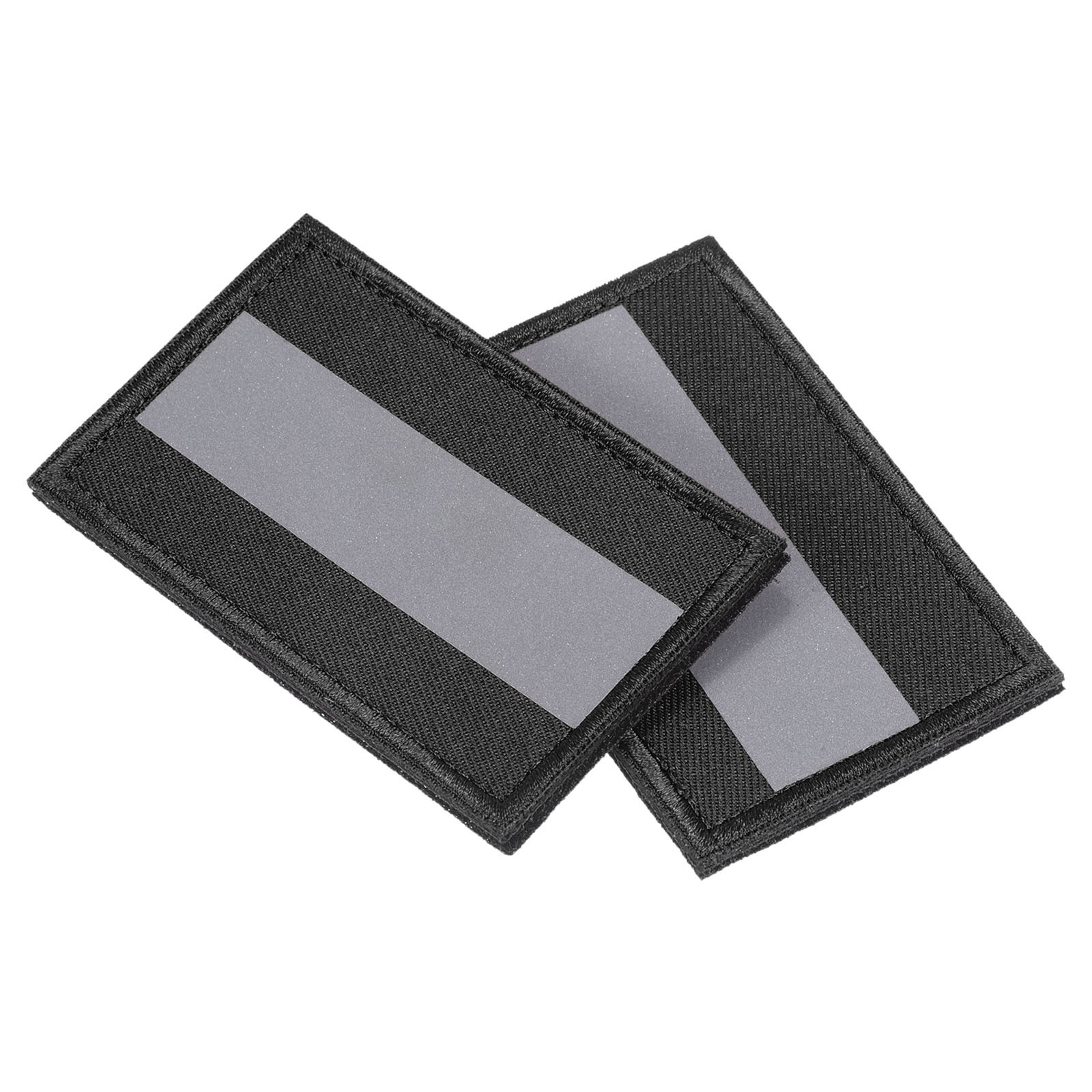 2pcs 2x3" Reflective Patch Hook and Loop Fastener Night Safety Appliques, Black