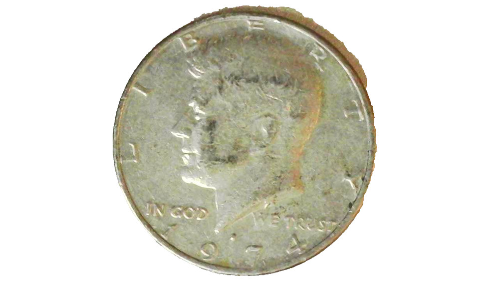 1974D Kennedy Half Dollar Error Coin - Filled "D" Mint Mark Error - 1241