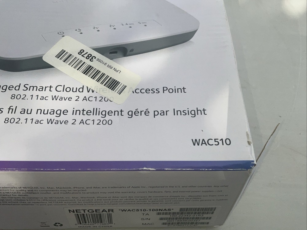 NETGEAR Insight Managed Smart Cloud Wirelesss Access Point WAC510 802.11ac