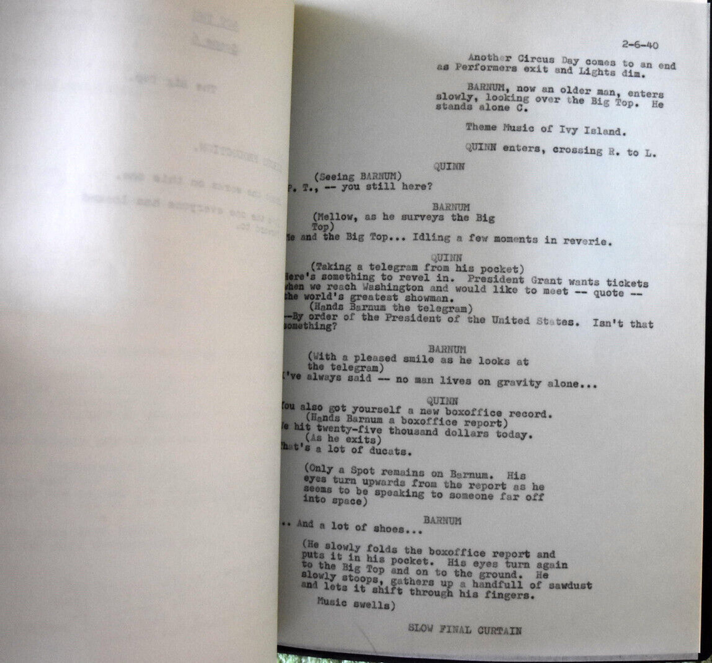1980 " Barnum " Musical Original Screenplay Script