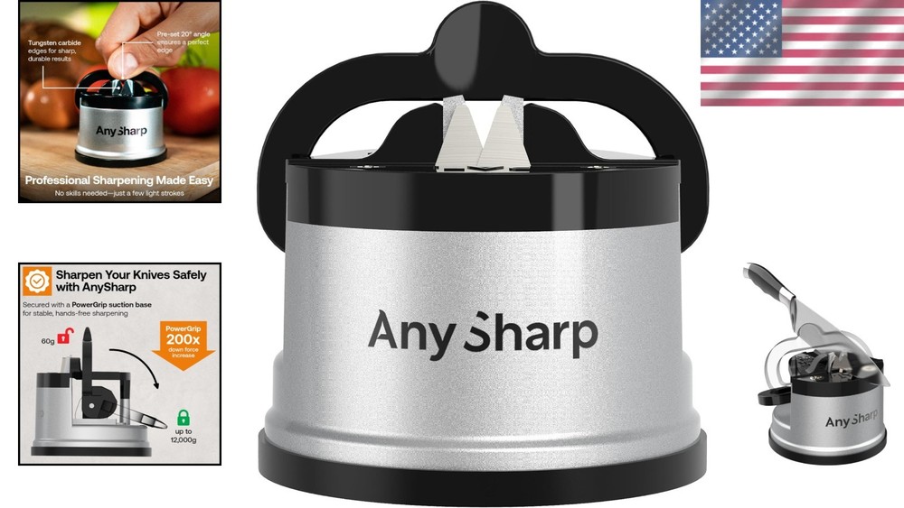 GLOBAL Easy Knife Sharpener - Hands-Free, PowerGrip Suction, Razor-Sharp Results