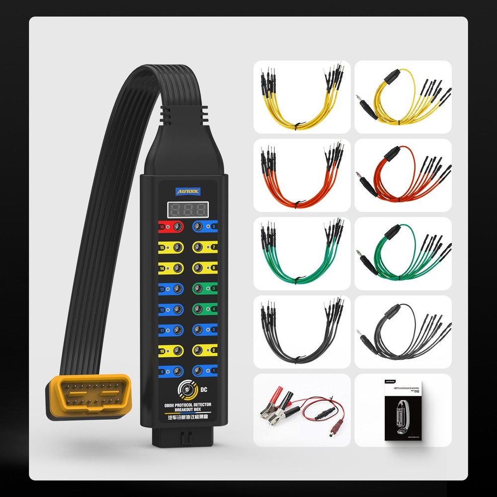 Auto Car OBD2 Breakout Box OBDII Protocol Detector CAN Test Box Diagnosis Tool