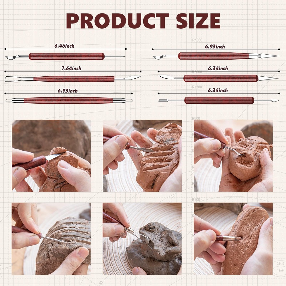 Pottery Tools and Polymer Clay Tools Set for Modeling Sculpting Carving Tool Kit
