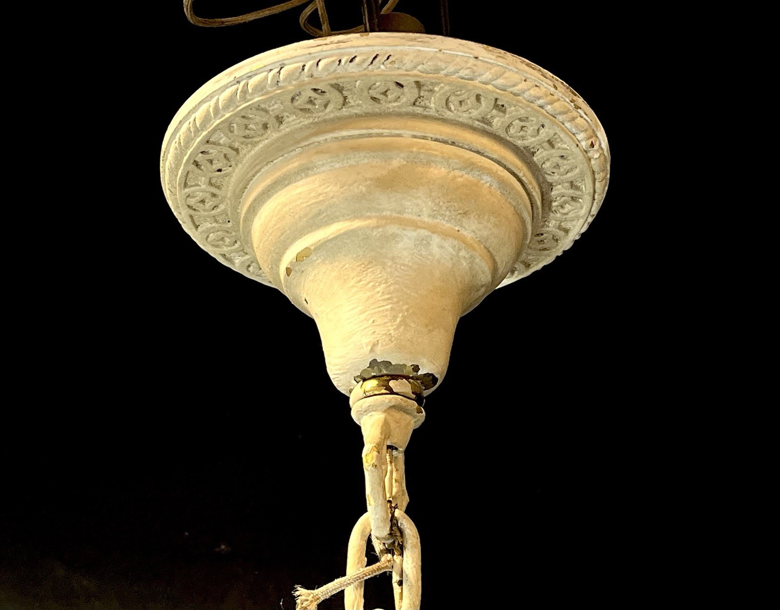 Antique Victorian Gothic Brass Chandelier, 5 Lights, Painted Needs REWIRED