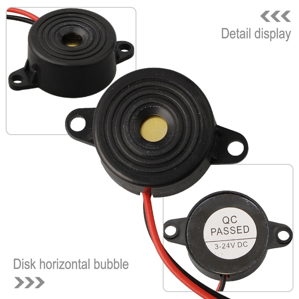 ABS And Electric Components Piezo Buzzer 12V DC Black 2 Wired Connctor
