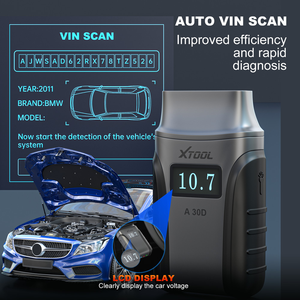 XTOOL 2025 A30D OBD2 Scanner Full System Diagnostic Bi-directional Code Reader