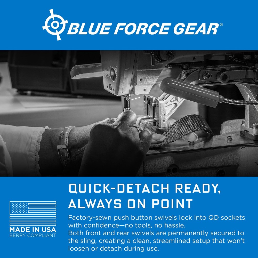 Blue Force Gear Vickers 2-Point Push Button Sling 36-62" QD Mounts - Black