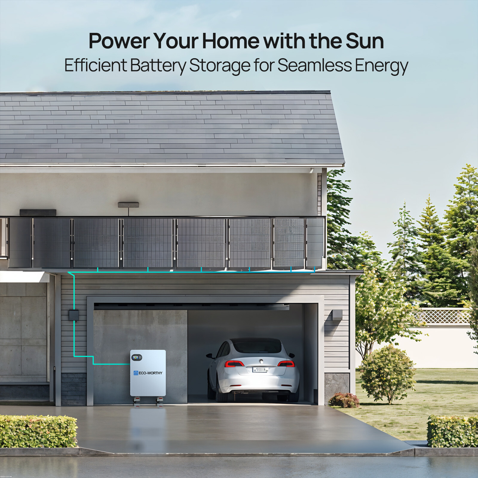 ECO-WORTHY 14kWh 48V 280AH LiFePO4 Battery Vertical Standing Solar Backup UPS