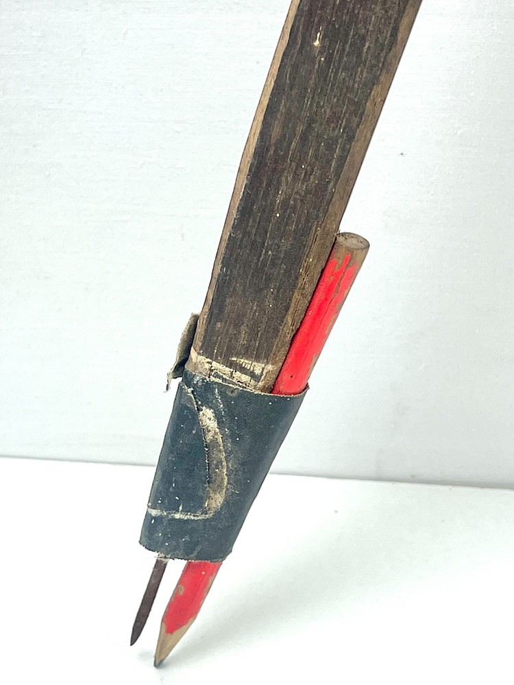 Vintage Wooden Beam Compass Trammel Points Large Drafting/Carpentry Tool Rustic