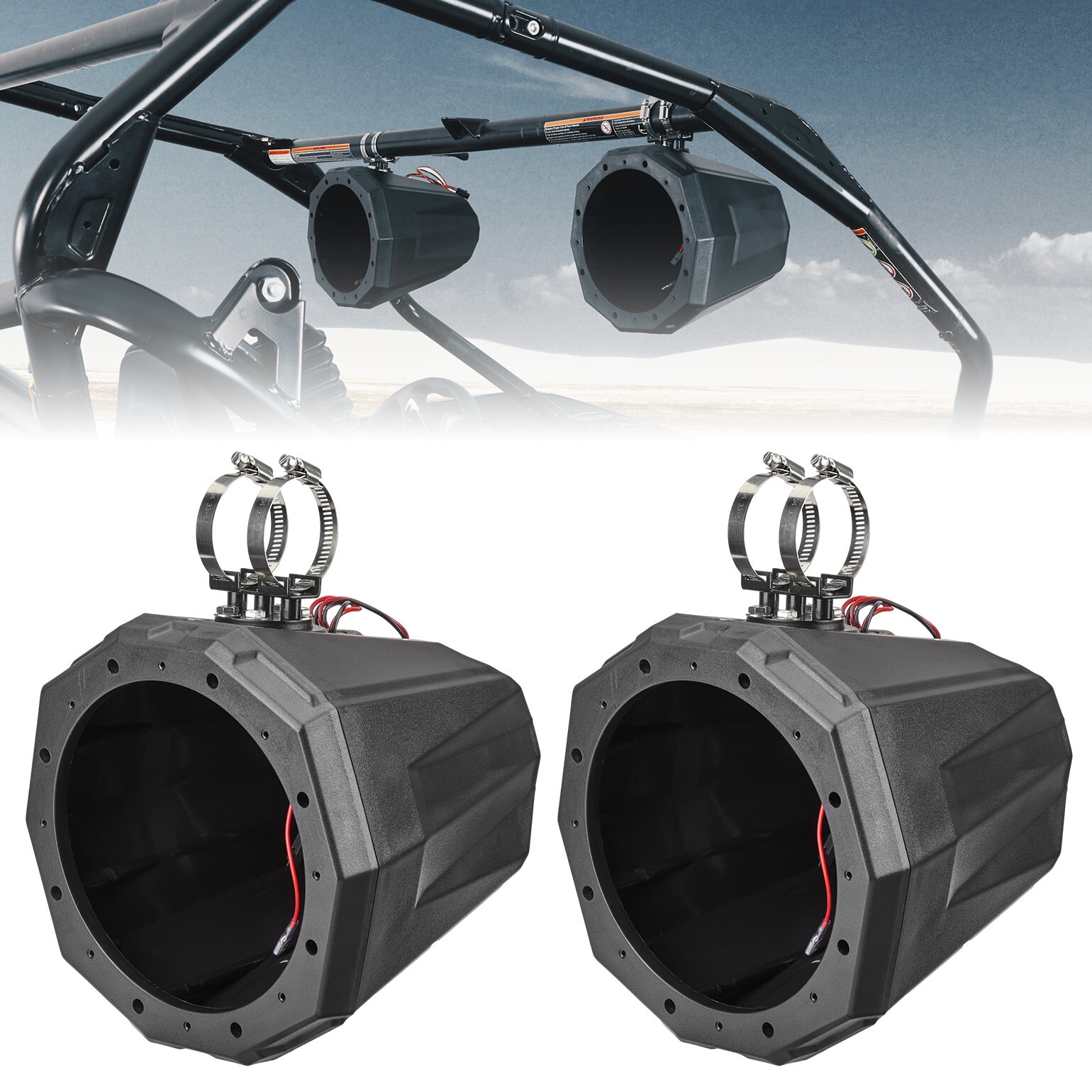 A Pairs Upgraded 8" Speaker Pod Enclosure UTV 8-Inch Speaker Cage Pods