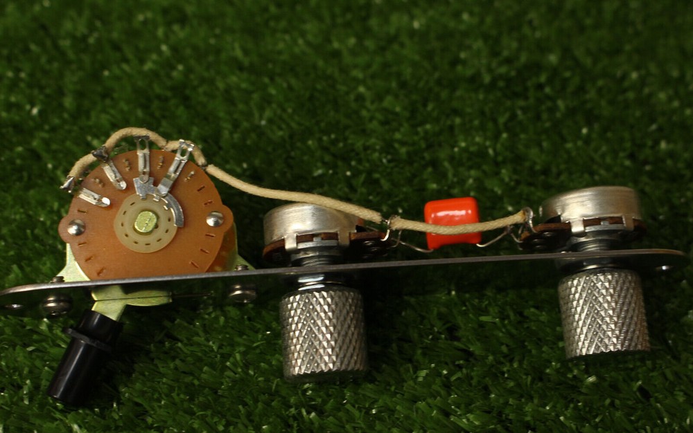 Aged Prewired Control Plate Assembly Solid Shaft Pots For Telecaster Tele