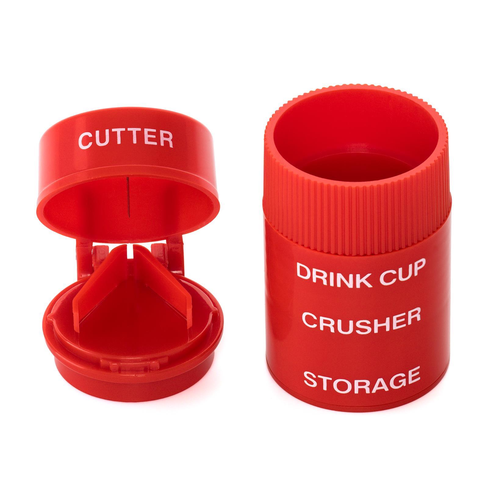 Pill Crusher Cutter and Grinder Combo with Drinking Cup Storage by easycare