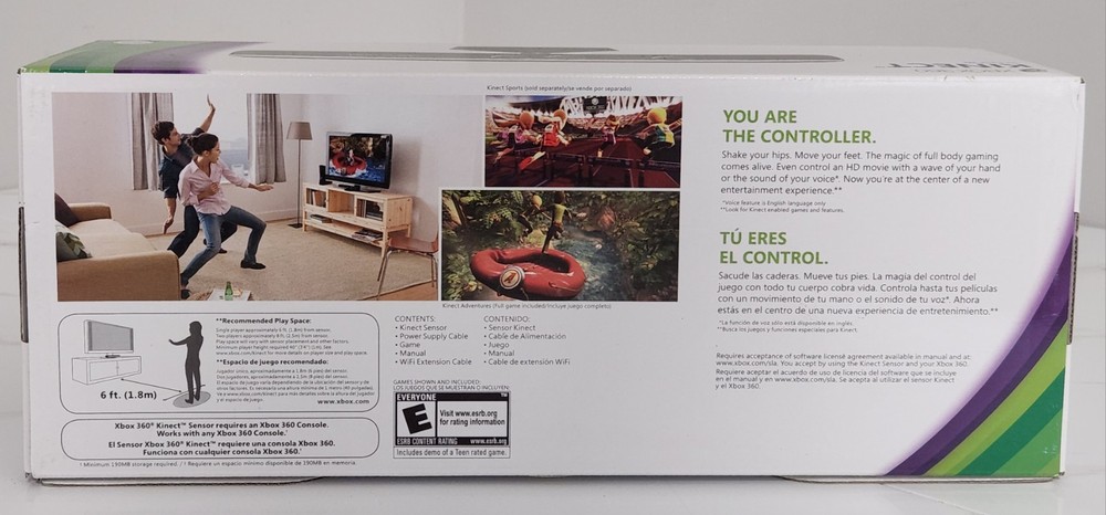 Microsoft Xbox 360 Kinect Motion Sensor Bar + Kinect Adventures New Sealed