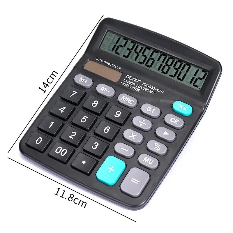 Desk Calculator, 12-Digit Solar Battery Office Calculator with Large LCD Display
