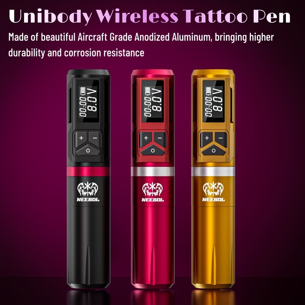Wireless Tattoo Gun Kit Complete Rotary Pen Machine With Power Supply Ink Needle