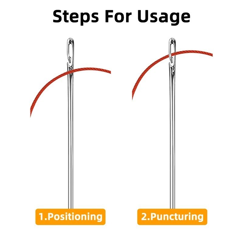 12Pcs Silver Sewing Needles with Brown Storage Box Hand Stitching Tool Kits