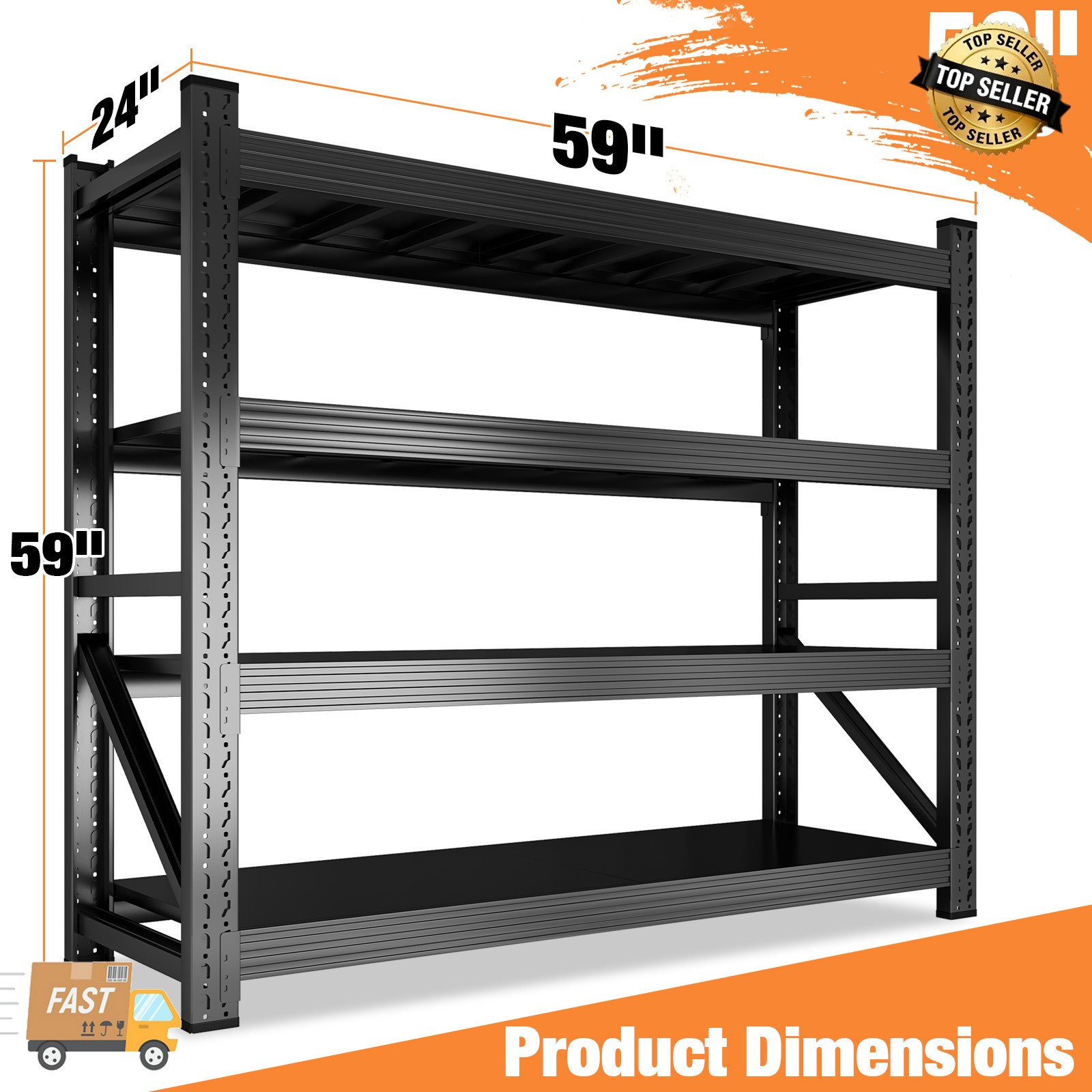 6000 LBS Garage Shelving Heavy Duty 4 Tier Storage Shelves Metal Organizer Rack
