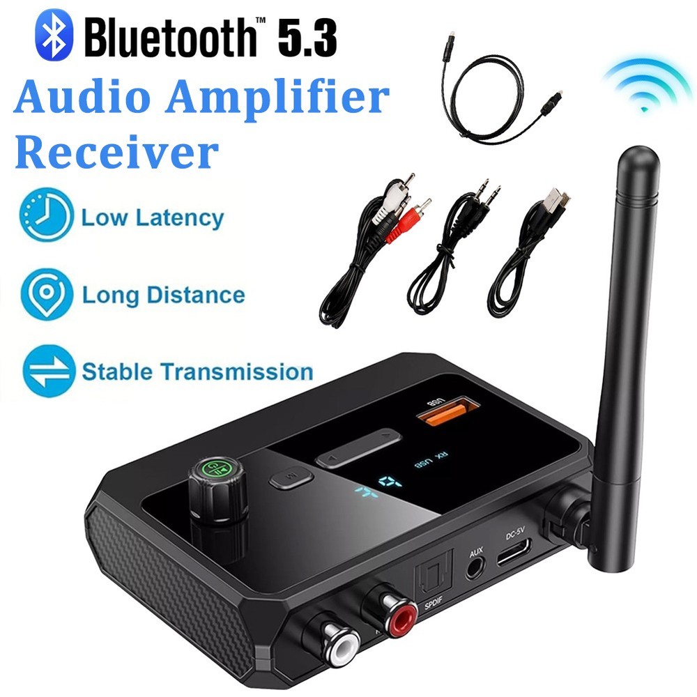 Bluetooth 5.3 Home Stereo Audio Receiver AUX USB Optical HD Music to RCA Adapter