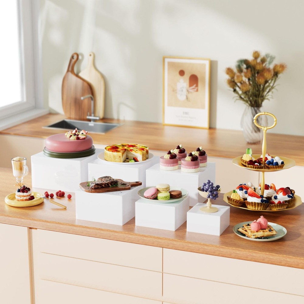 6 Pcs Buffet Risers, Food Risers for Buffet Table, Catering Dessert Cake Stan...