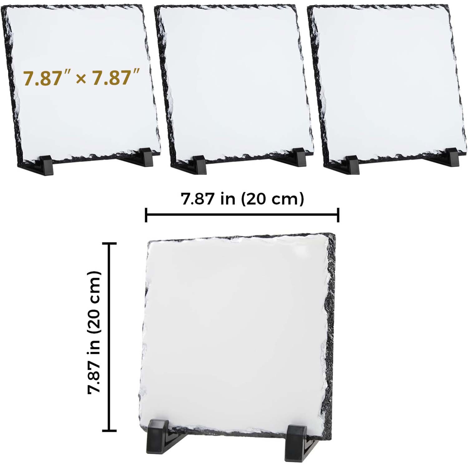 20pcs 7.87" x 7.87" Square Sublimation Photo Slate Rock Stone Photo Frame Gloss