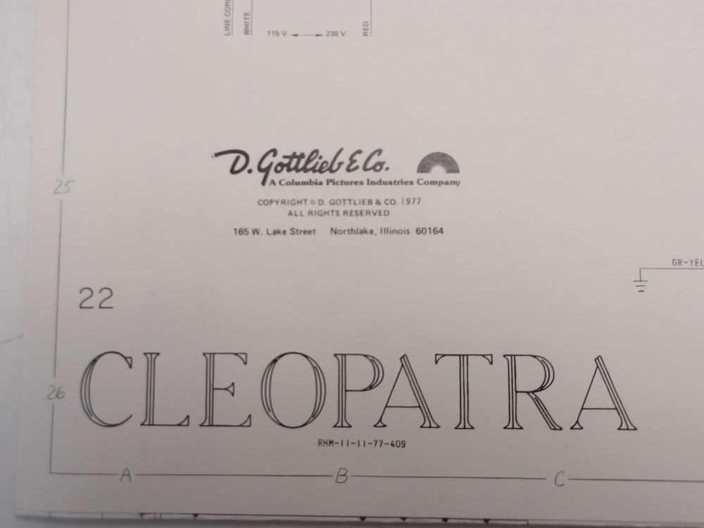Gottlieb: Cleopatra (EM) - Schematic - NOS