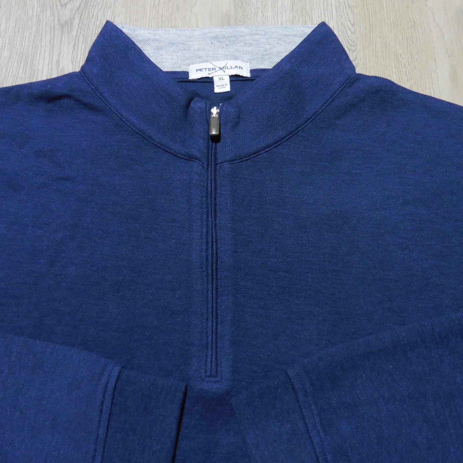 PETER MILLAR Mens XL PULLOVER NAVY BLUE CROWN COMFORT 1/4 ZIP POLO SWEATER