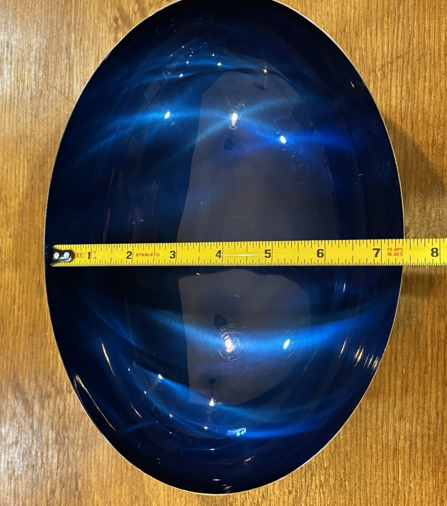 VTG. Wallace Color Clad Oval Bowl Deep Blue Interior MCM Silver Played