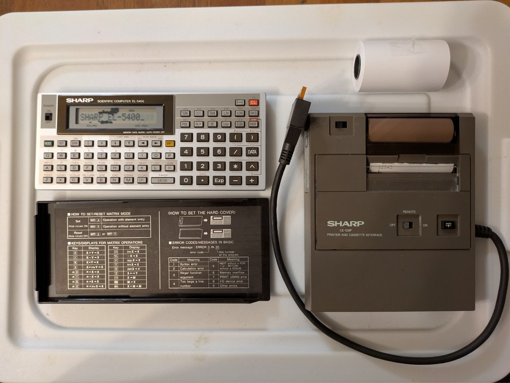 Vintage Sharp ce-126p printer + el-5400 computer both tested and working