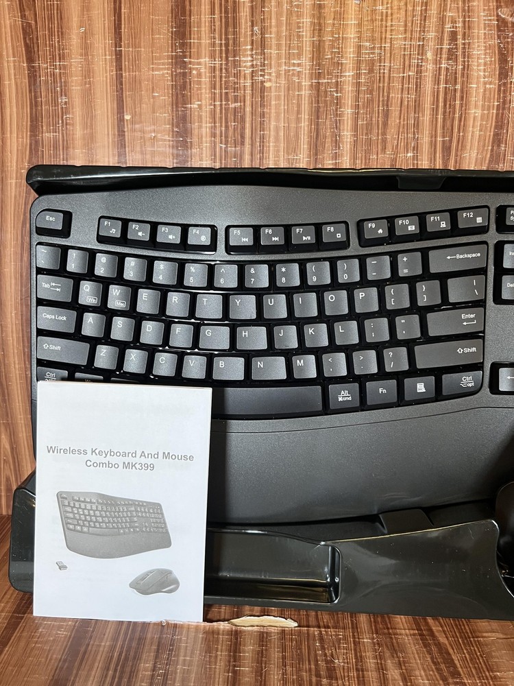 MK399 Wireless Keyboard Mouse Combo Ergonomic PC USB Black Numeric Keypad