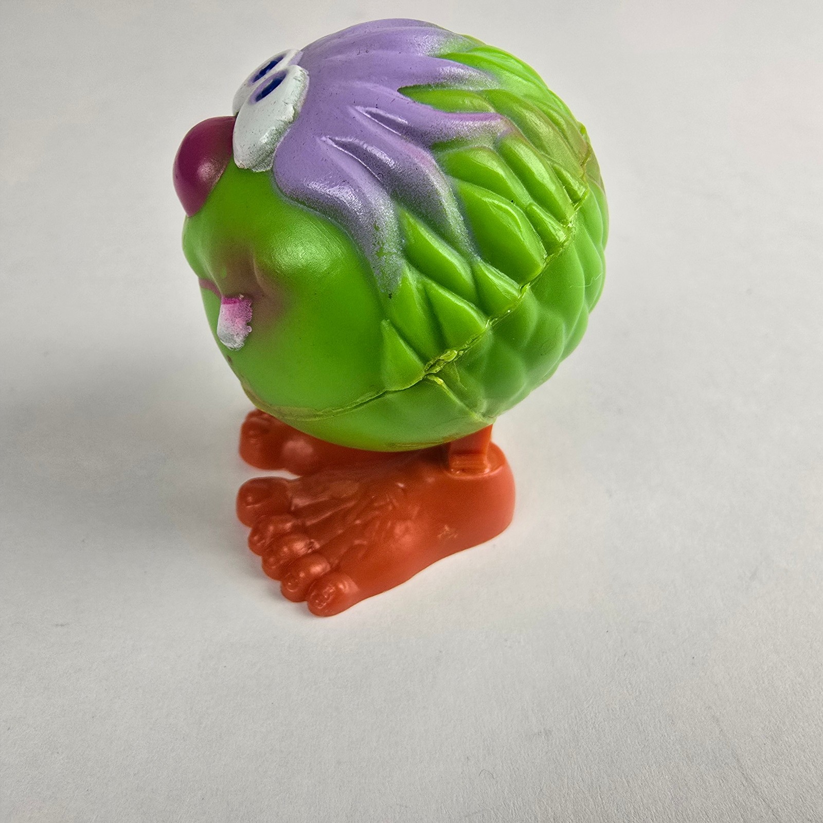 SOMA Monster Ball Wind-Up Jumping Toy Walker Working Fangs Fur Red Nose 80s VTG