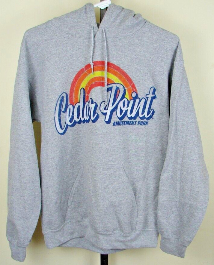 Cedar Point Gray Pullover Fleece Hoodie Size Small