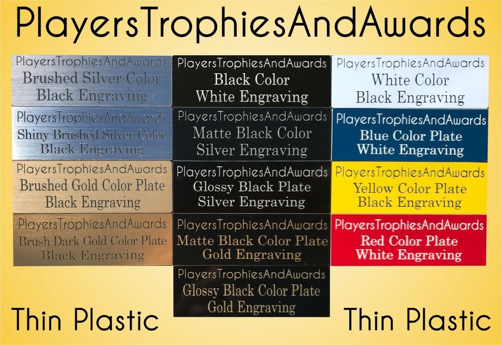 Name Plate 2x3.5 THIN PLASTIC Custom Engraved Trophy Tag Proof Incl 2 x 3.5 PTA