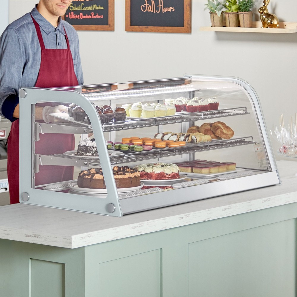 48" White Curved Refrigerated Drop-In Countertop Bakery Display Case
