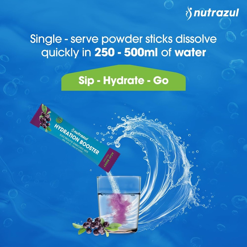 Rapid Hydration Booster Electrolyte Enriched Supplement Powder Acai Flavor