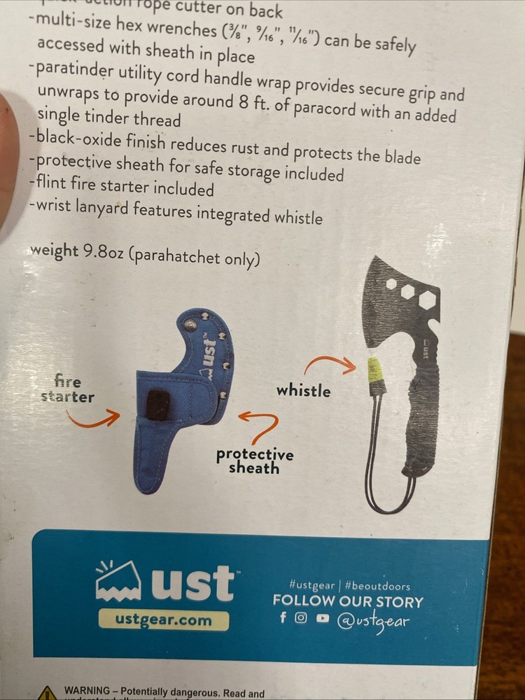 Survival Kit ust para pro hatchet, Whistle, Fire starter, Multi-tool, LifeStraw
