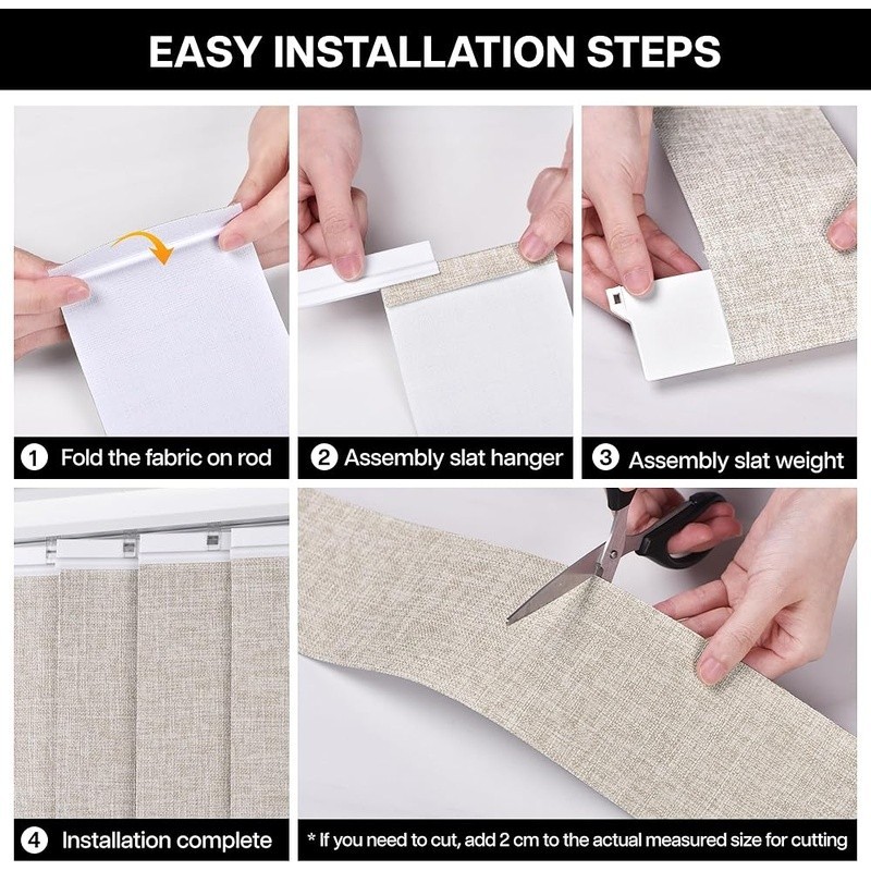 Vertical Blind Replacement Slats Durable Fabric Easy Trim Installation Privacy