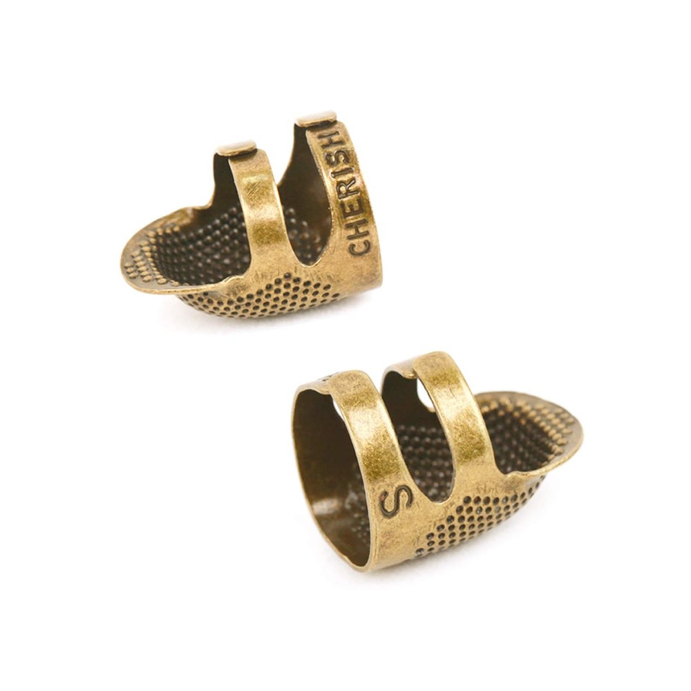 4 Pack Sewing Thimble Finger Protector, Adjustable Metal Shield...