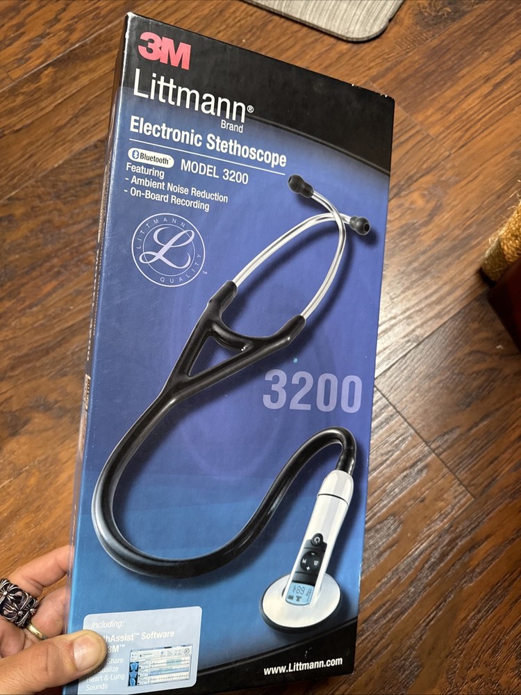 3M Littmann 3200 Electronic Stethoscope On-Board Recording, Bluetooth Black