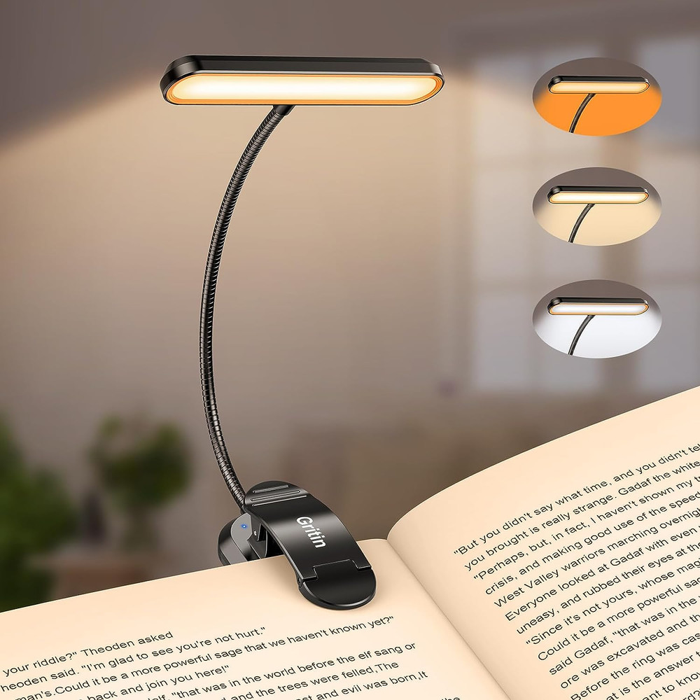 Rechargeable Book Light for Reading in Bed with 19 LED &Memory Function-Eye Cari