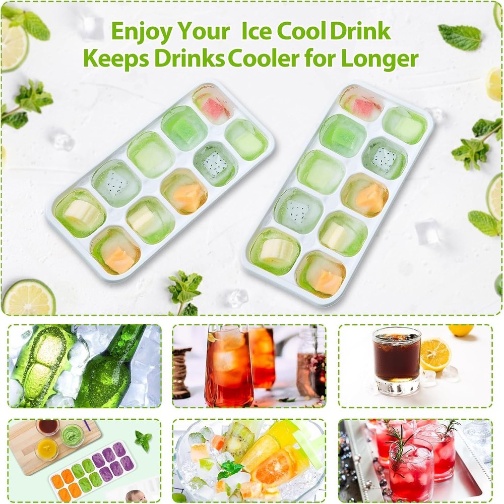 Space-Saving Ice Cube Tray with Lids - 4 Pack Dishwasher Safe Ice Makers