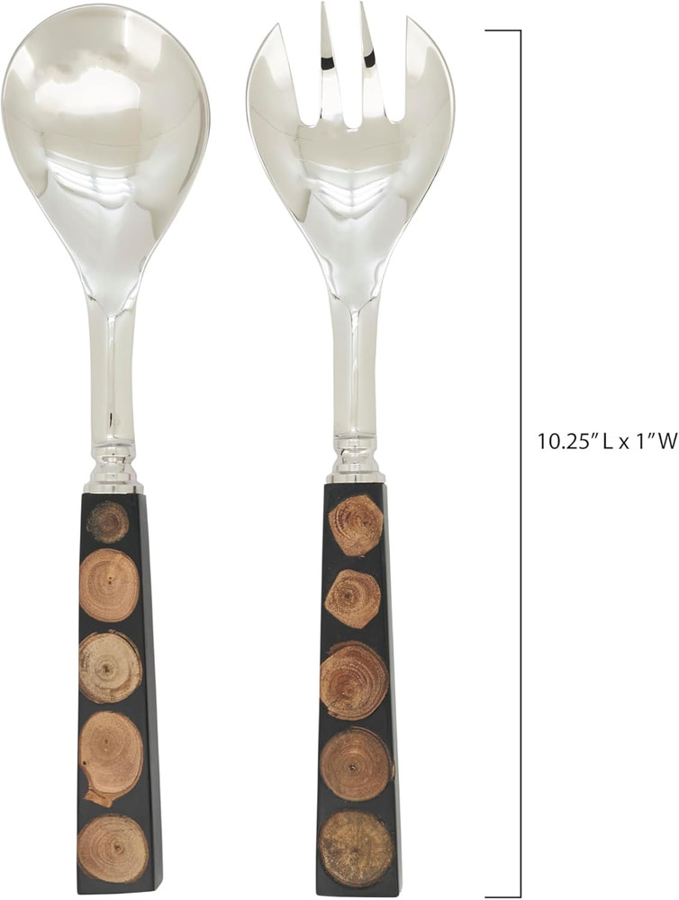 Artisan Wood & Resin Salad Server Set